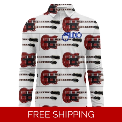 Le Studio Red Double Neck Custom 3D Long-Sleeved Polo Shirt